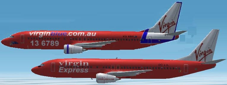 Default repaints of the 737-400 aircraft in VirginBlue and Virgin Express liveries