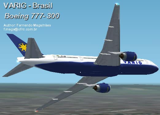 FS2002 Boeing 777-300 VARIG BRASIL default textures only