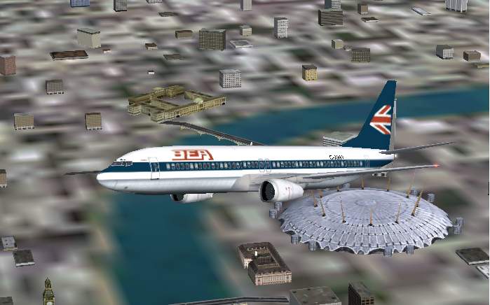 Repaint of original 737 as default in FS2002. Fictitious colours of BEA; British European Airways