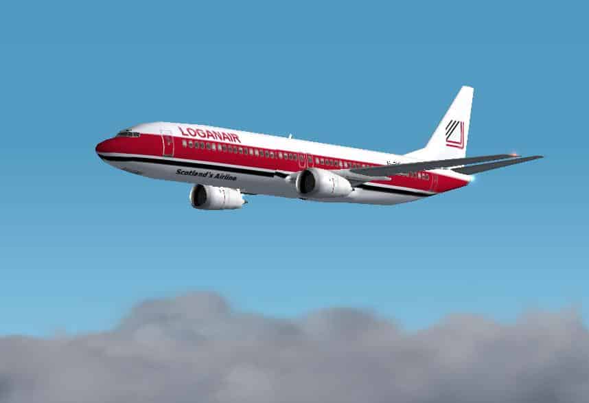 Repaint of original 737 default in FS2002. Fictitious colours of Loganair