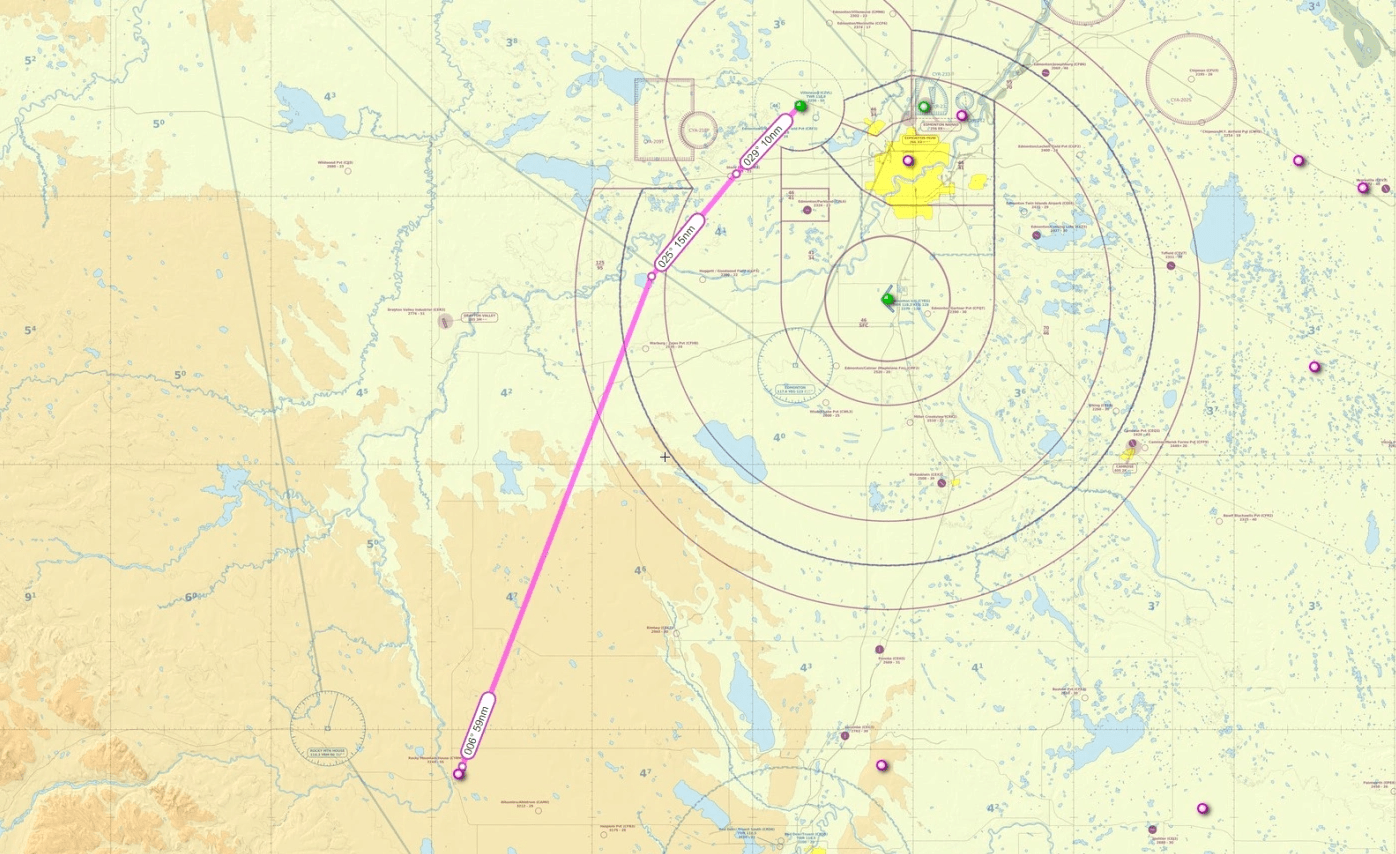 Rocky Mountain House to Edmonton Villeneuve Flightplan v1.0